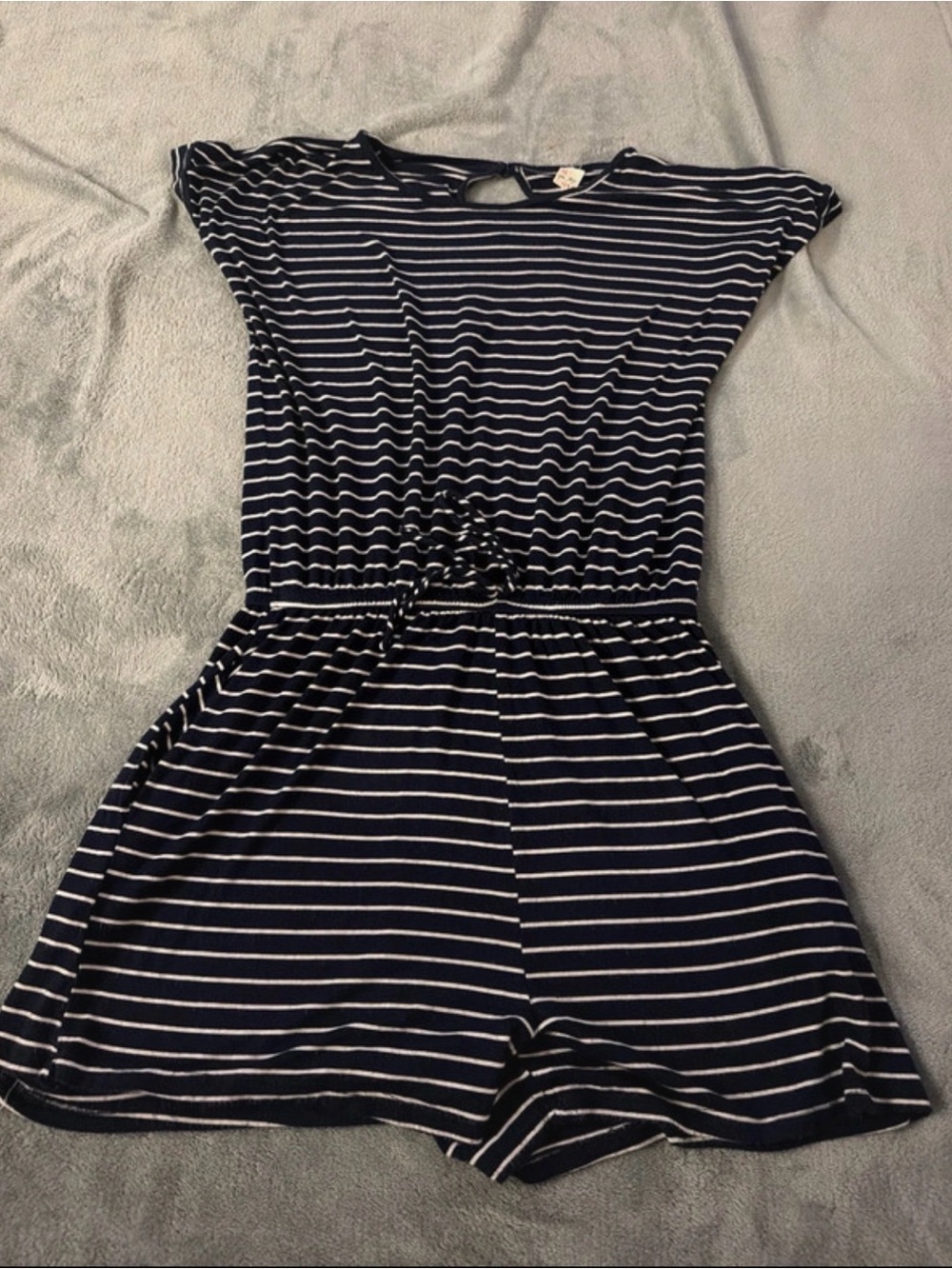 Women’s Navy and White Striped Romper